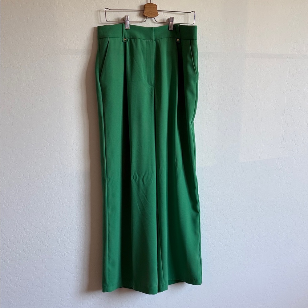 exquise anthropologie green kelly pants Wide-Leg Trousers S L - Picture 2 of 6